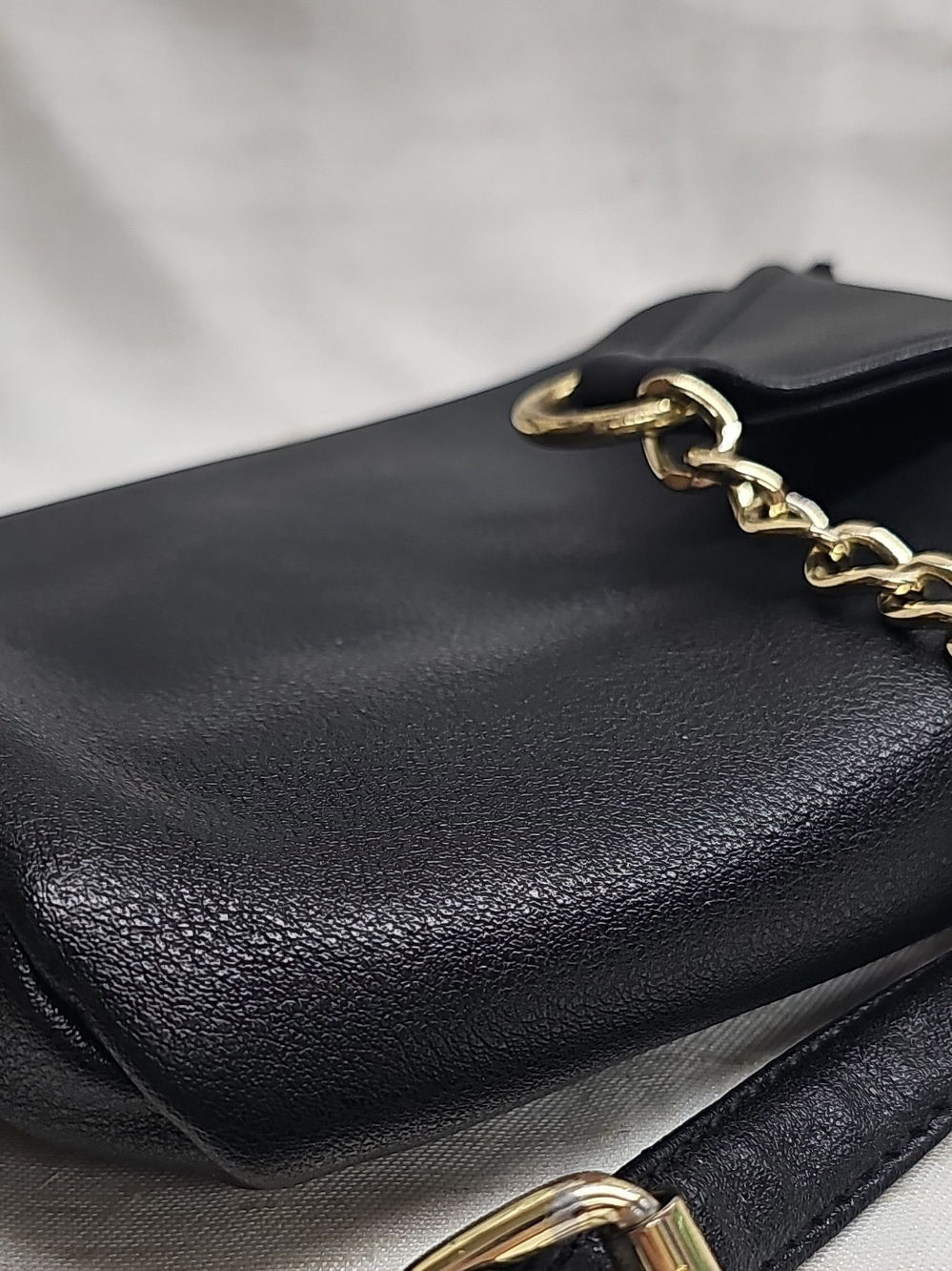 Black Women’s Crossbody Bag with Gold Accent - Picture 5 of 7